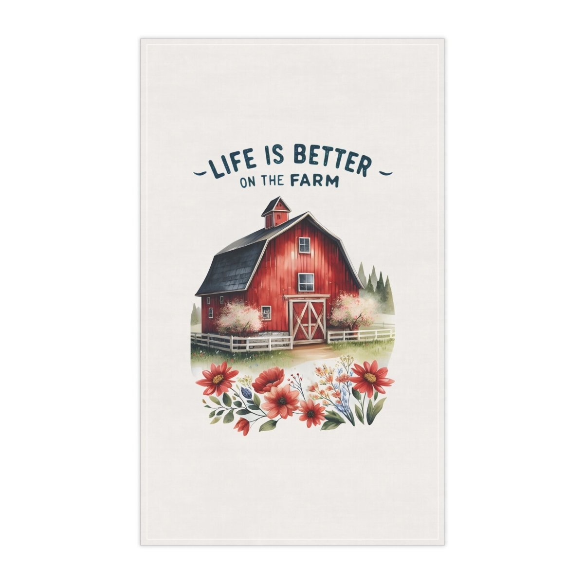Life Is Better on the Farm Towel Set – 5 Farmhouse Designs with Roosters & Barns - East Coast Gifts