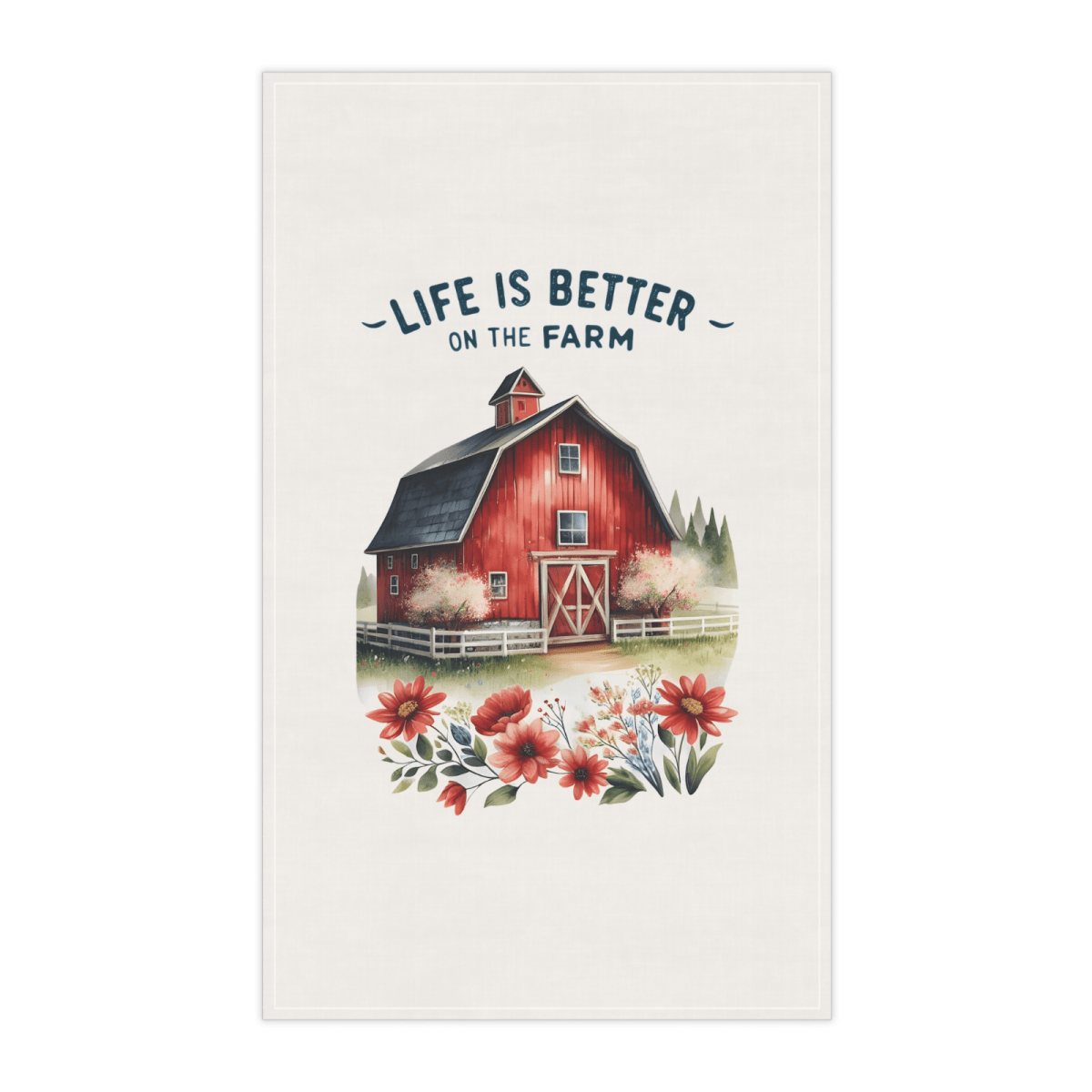 Life Is Better on the Farm Towel Set – 5 Farmhouse Designs with Roosters & Barns - East Coast Gifts
