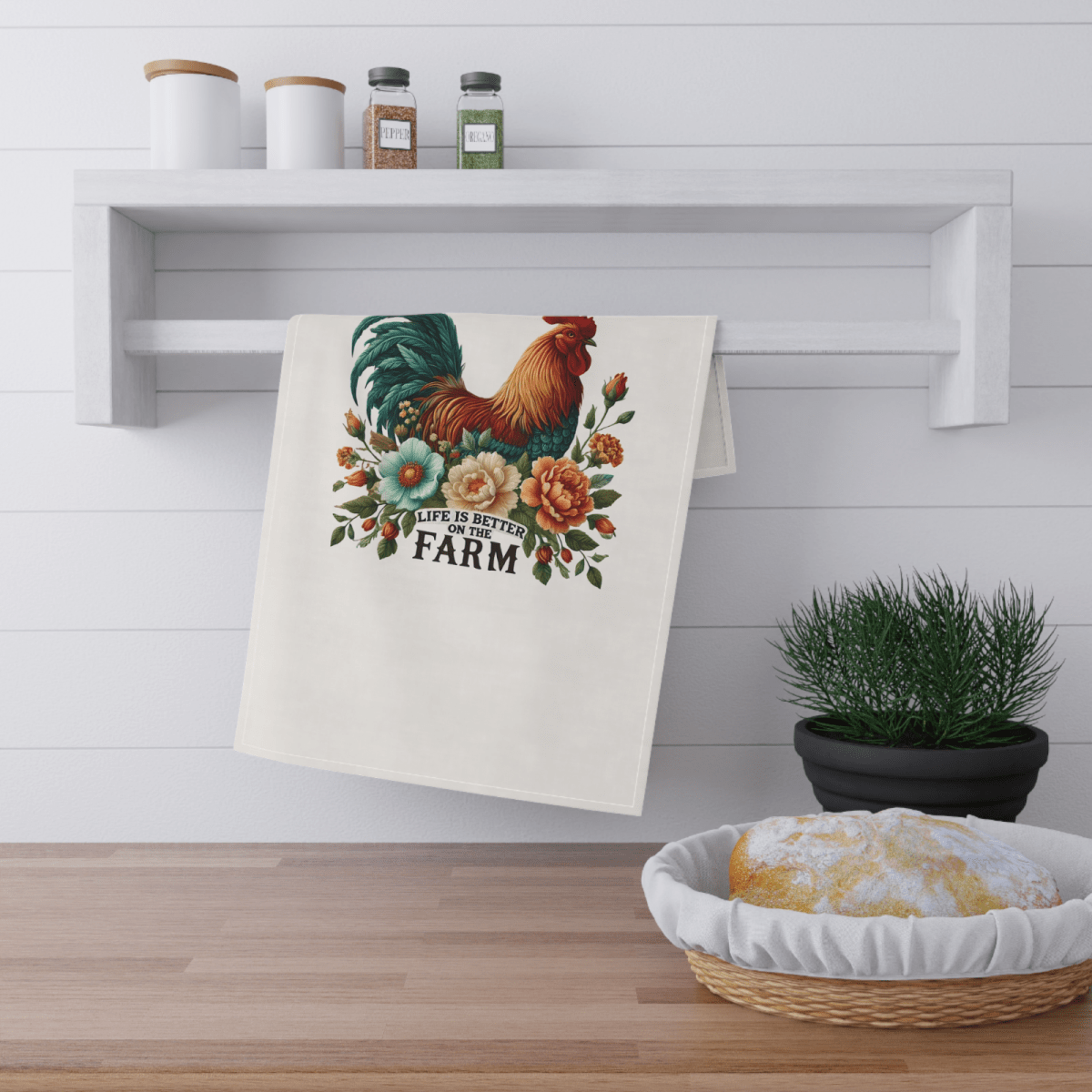 Life Is Better on the Farm Towel Set – 5 Farmhouse Designs with Roosters & Barns - East Coast Gifts