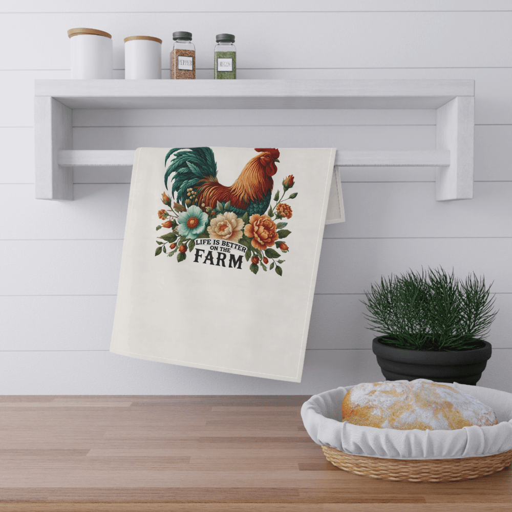 Life Is Better on the Farm Towel Set – 5 Farmhouse Designs with Roosters & Barns - East Coast Gifts