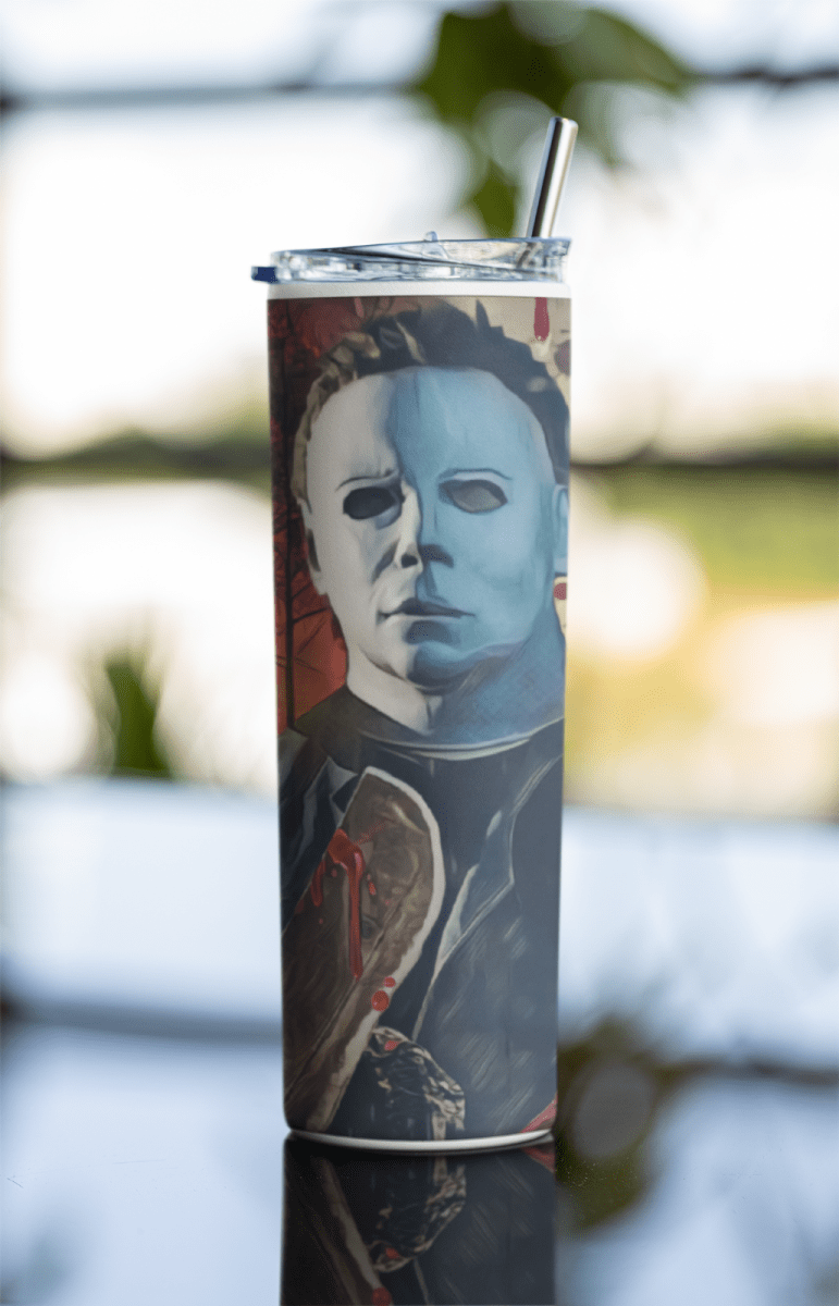 Michael Myers Halloween Tumbler – 20oz Horror Insulated Cup with Lid & Straw - East Coast Gifts