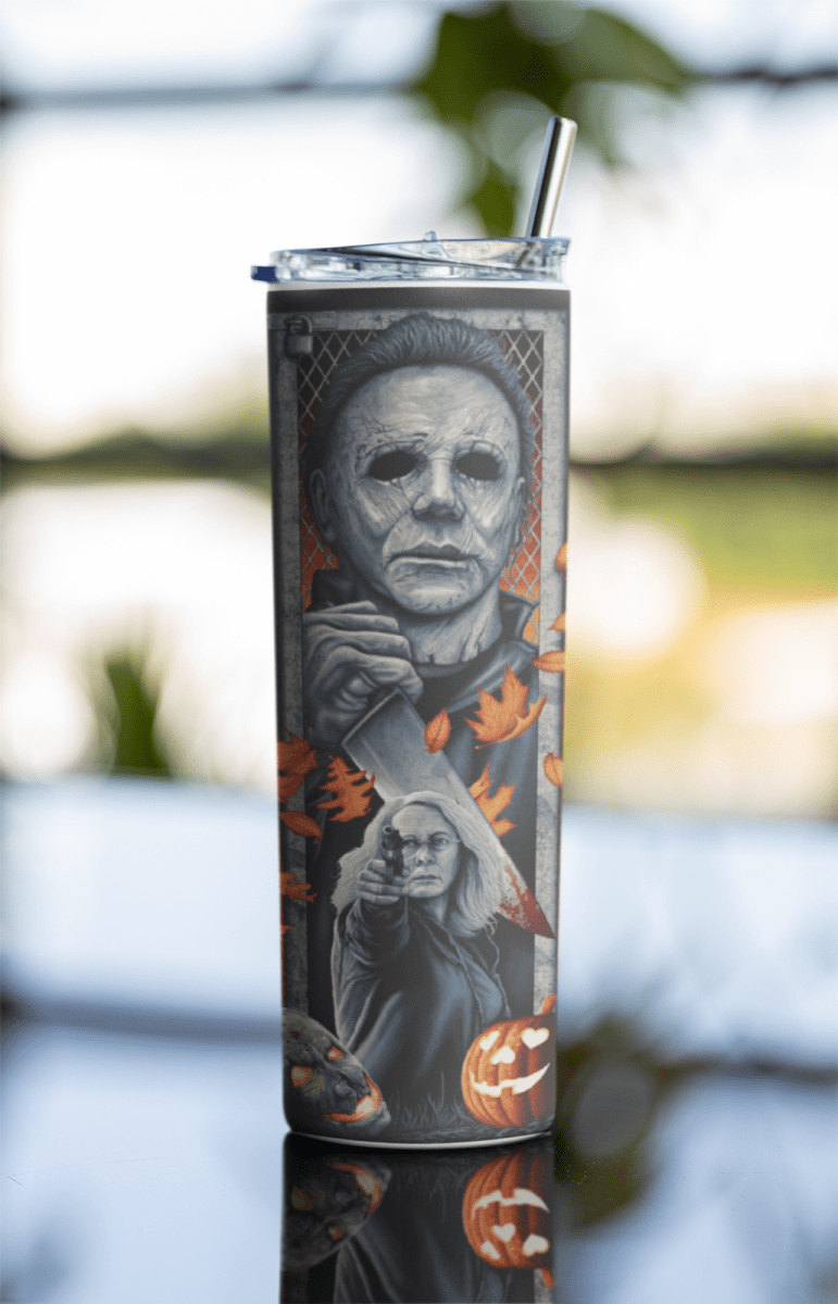Michael Myers Halloween Tumbler – 20oz Horror Insulated Cup with Lid & Straw - East Coast Gifts