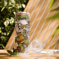 Michelangelo Ninja Turtle Gift 20oz Travel Tumbler Cartoon Comic Cup UK Stock - East Coast Gifts