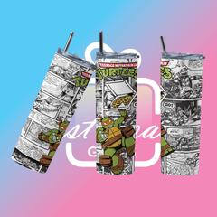 Michelangelo Ninja Turtle Gift 20oz Travel Tumbler Cartoon Comic Cup UK Stock - East Coast Gifts