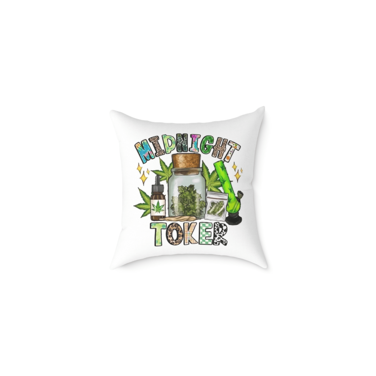 Midnight Toker Throw Pillow – 40x40cm Cannabis - Inspired Cushion - East Coast Gifts