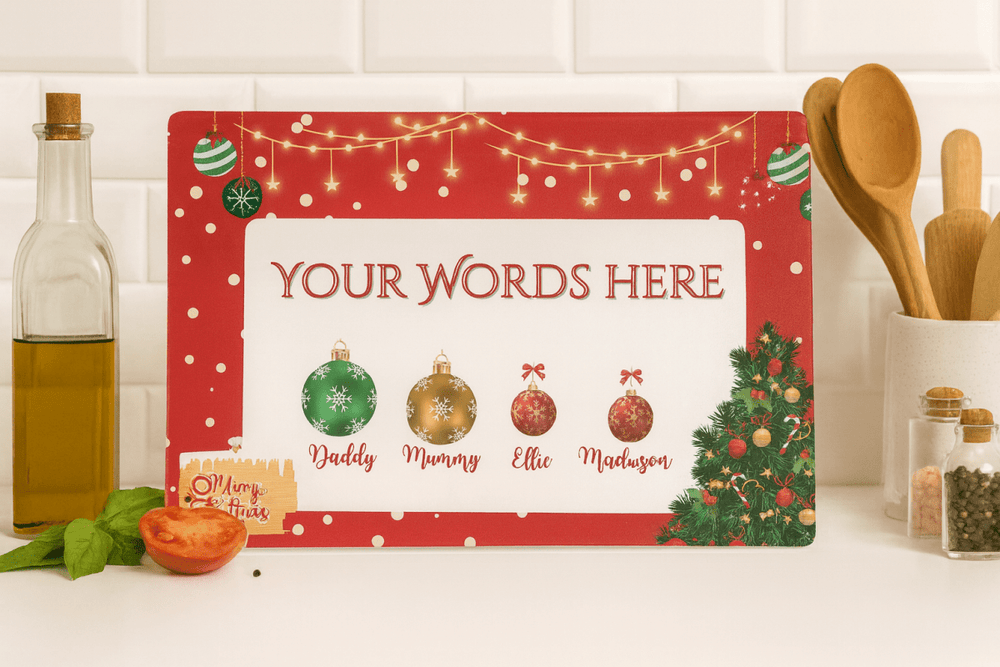 Personalised Christmas Hot Chocolate Station Glass Chopping Board - East Coast Gifts