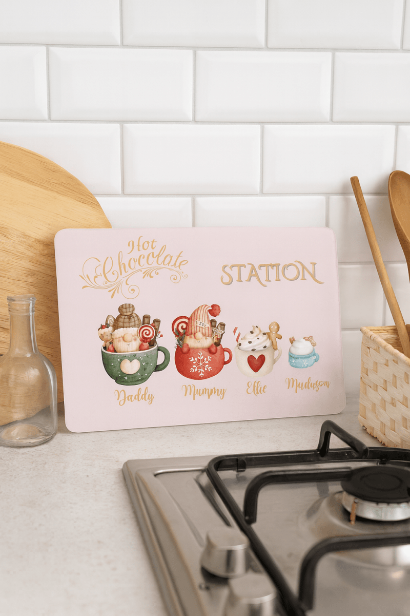 Personalised Gonk Family Christmas Chopping Board – Custom Kitchen Decor - East Coast Gifts