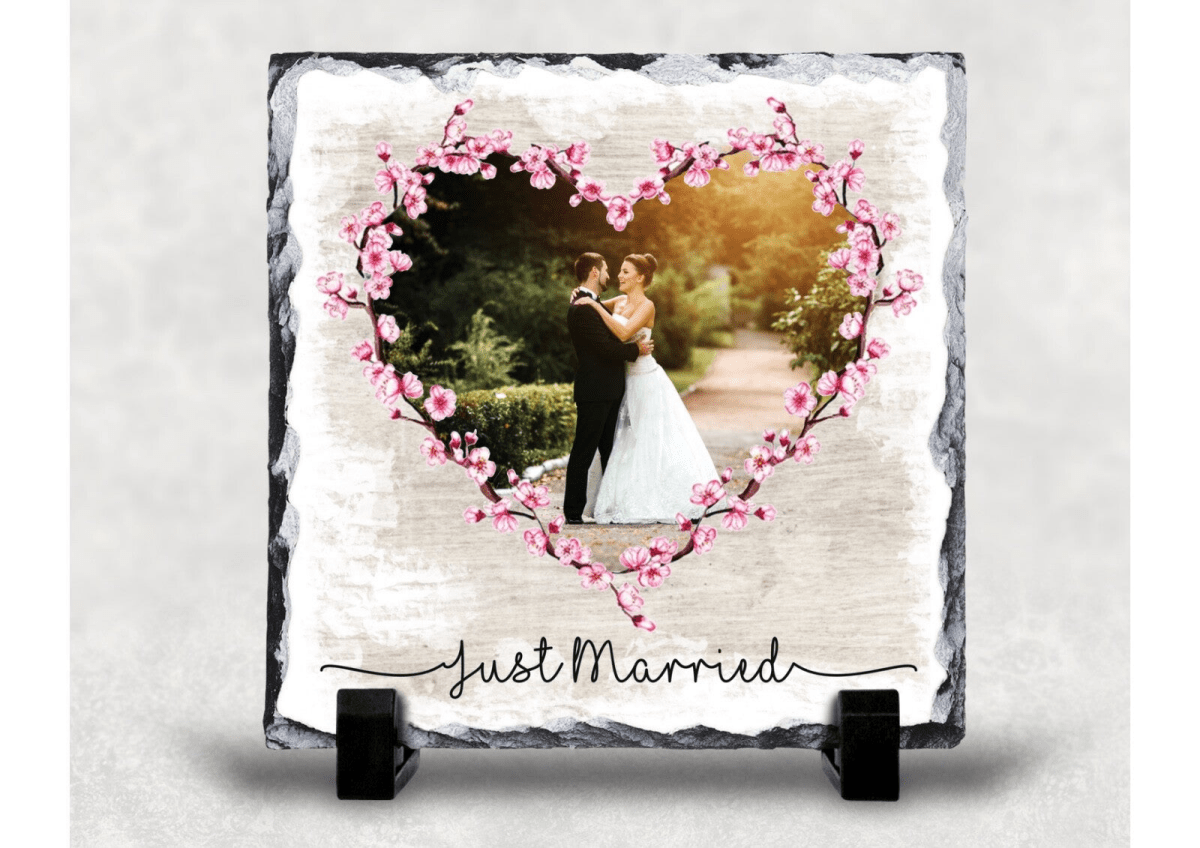 Personalised Slate Wedding Coaster Gift memory capture - East Coast Gifts