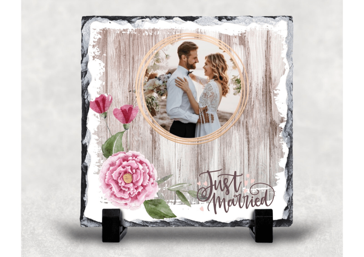Personalised Slate Wedding Coaster Gift memory capture - East Coast Gifts