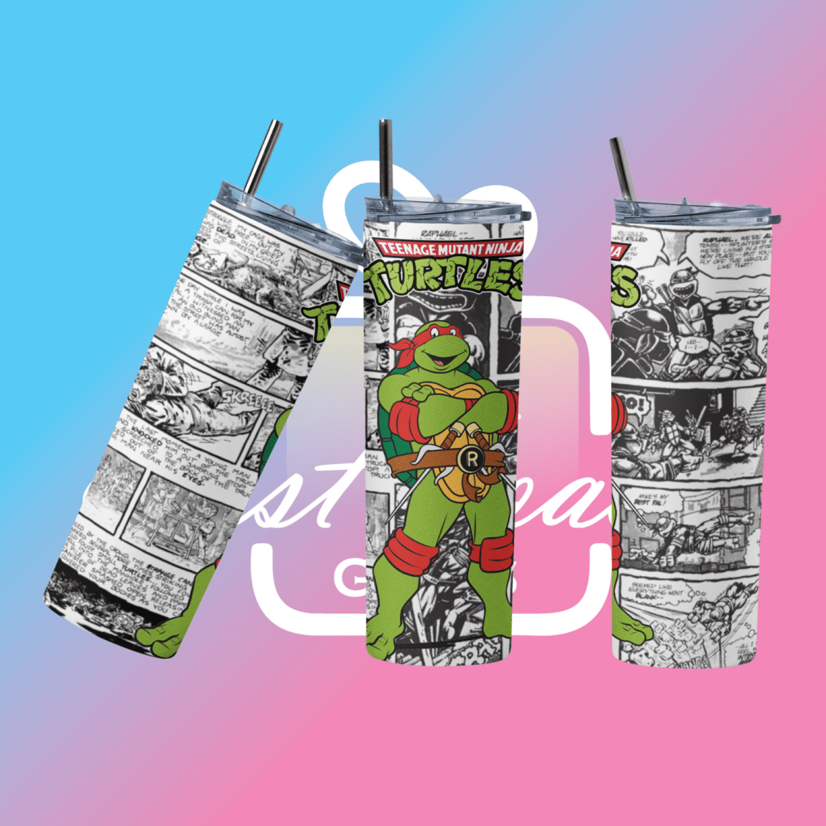 Raphael Ninja Turtle Gift – 20oz Travel Tumbler – Cartoon Comic Cup – UK Stock - East Coast Gifts