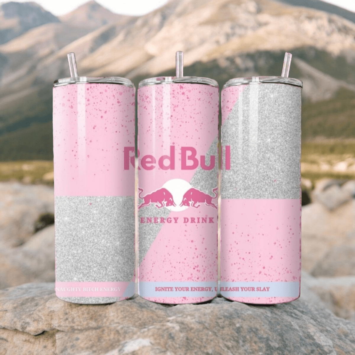 Red Bull Inspired 20oz Skinny Tumbler with Straw & Lid for Hot & Cold Drinks - East Coast Gifts