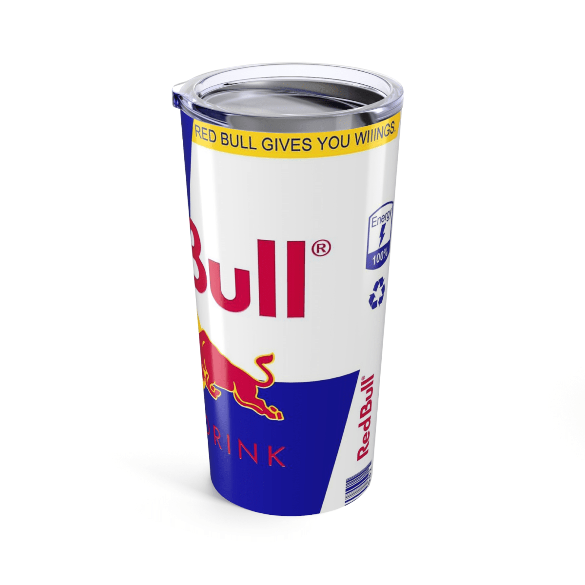 Red Bull Inspired 20oz Skinny Tumbler with Straw & Lid for Hot & Cold Drinks - East Coast Gifts