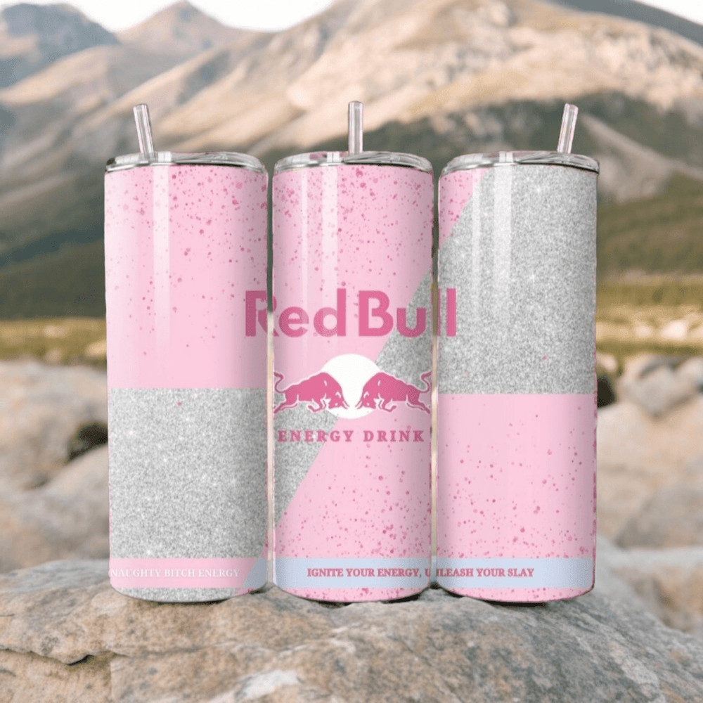 Red Bull Inspired 20oz Skinny Tumbler with Straw & Lid for Hot & Cold Drinks - East Coast Gifts