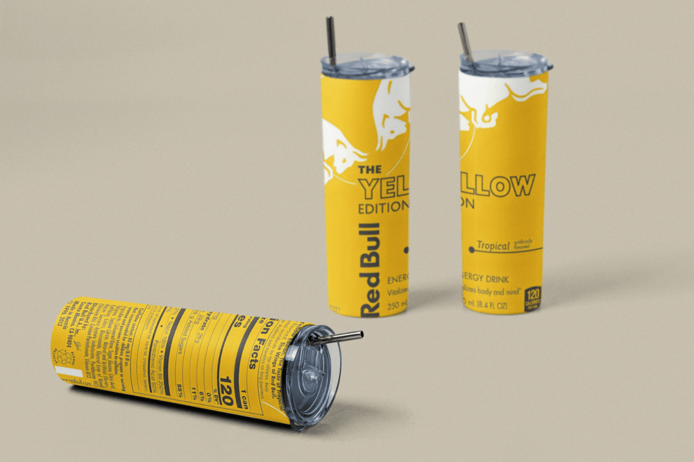 Red Bull Inspired Skinny Tumbler – 20oz Stainless Steel Cup – UK Edition - East Coast Gifts