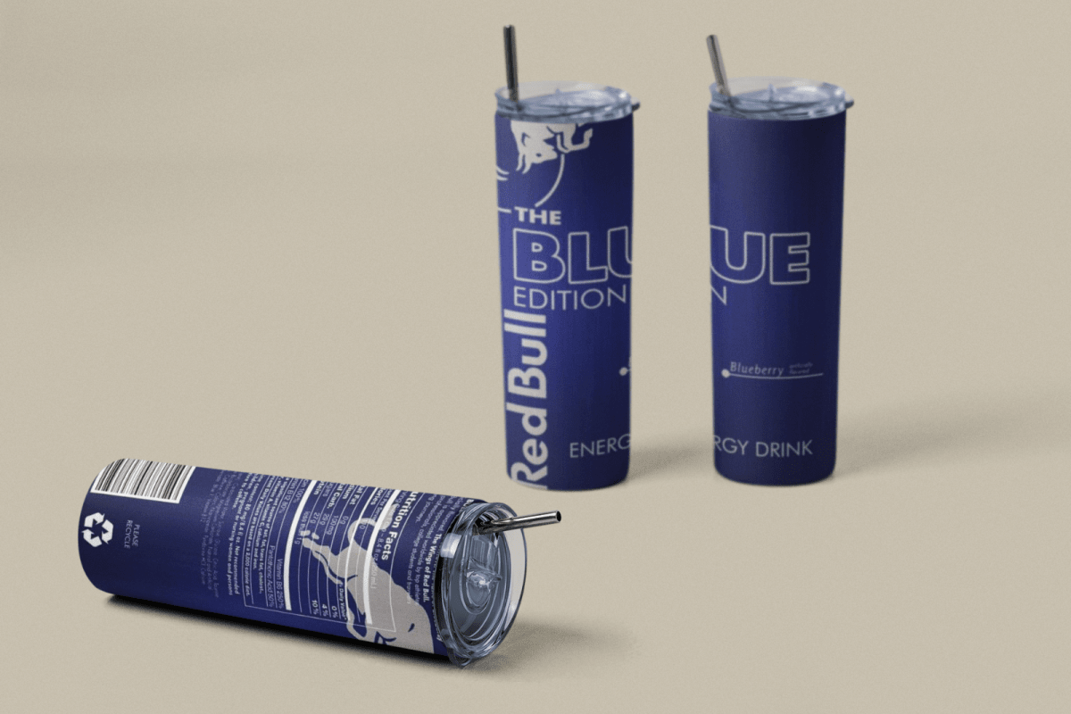 Red Bull Inspired Skinny Tumbler – 20oz Stainless Steel Cup – UK Edition - East Coast Gifts