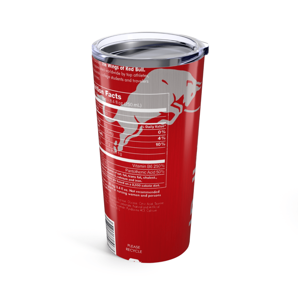 Red Bull Inspired Skinny Tumbler – 20oz Stainless Steel Cup – UK Edition - East Coast Gifts