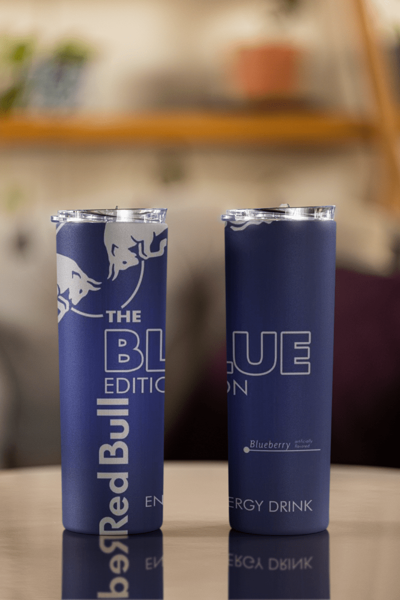 Red Bull Inspired Skinny Tumbler – 20oz Stainless Steel Cup – UK Edition - East Coast Gifts