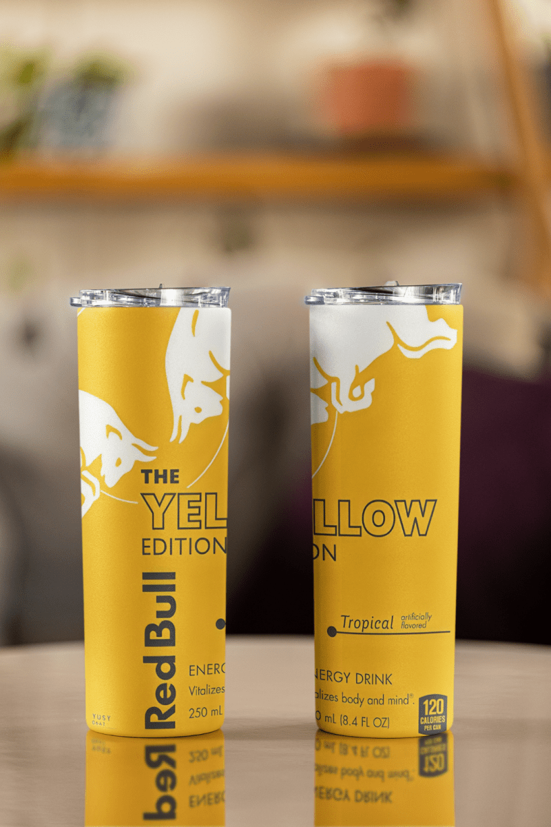 Red Bull Inspired Skinny Tumbler – 20oz Stainless Steel Cup – UK Edition - East Coast Gifts