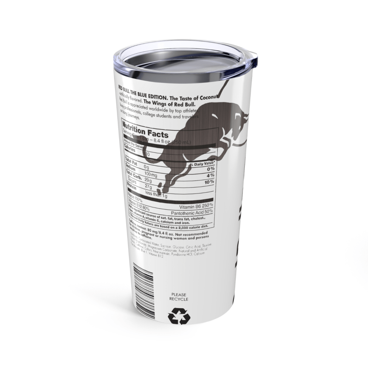 Red Bull Inspired Skinny Tumbler – 20oz Stainless Steel Cup – UK Edition - East Coast Gifts