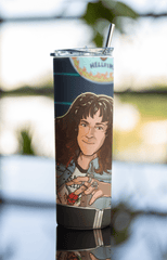 Retro Rocker 20oz Tumbler with Lid & Straw – Cartoon Metalhead Design Cup - East Coast Gifts