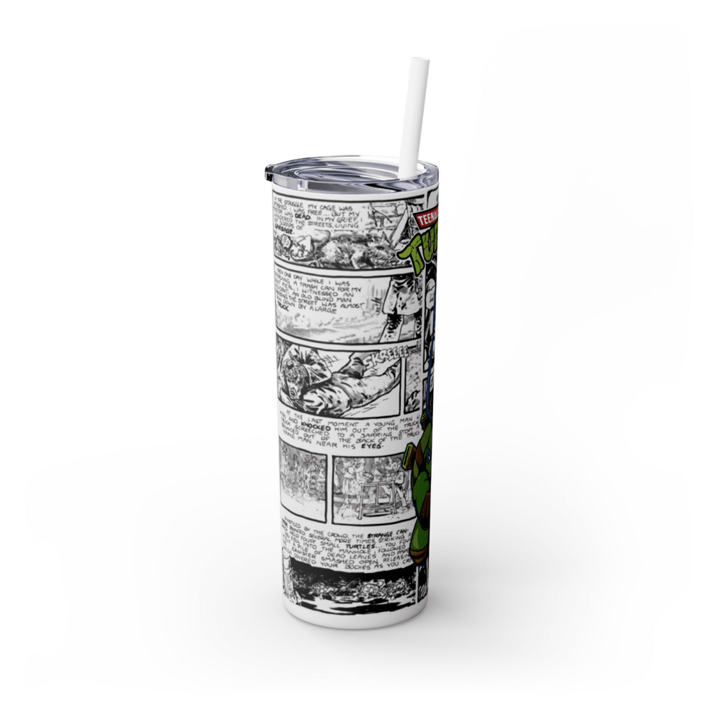 Retro TMNT Fan Gift – 20oz Stainless Steel Skinny Tumbler with Straw – UK Seller - East Coast Gifts