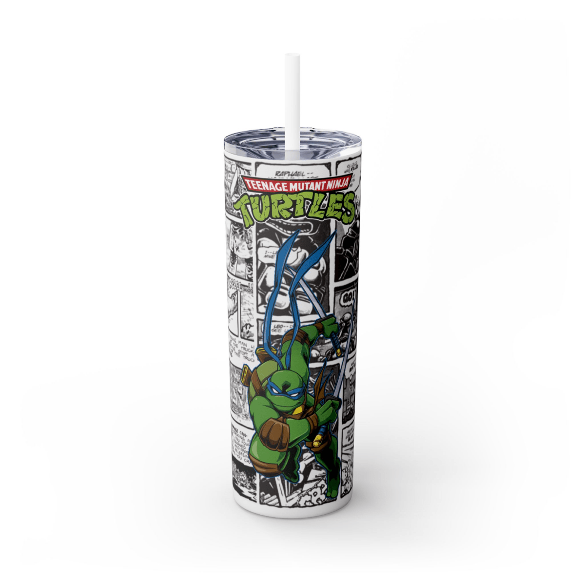 Retro TMNT Fan Gift – 20oz Stainless Steel Skinny Tumbler with Straw – UK Seller - East Coast Gifts