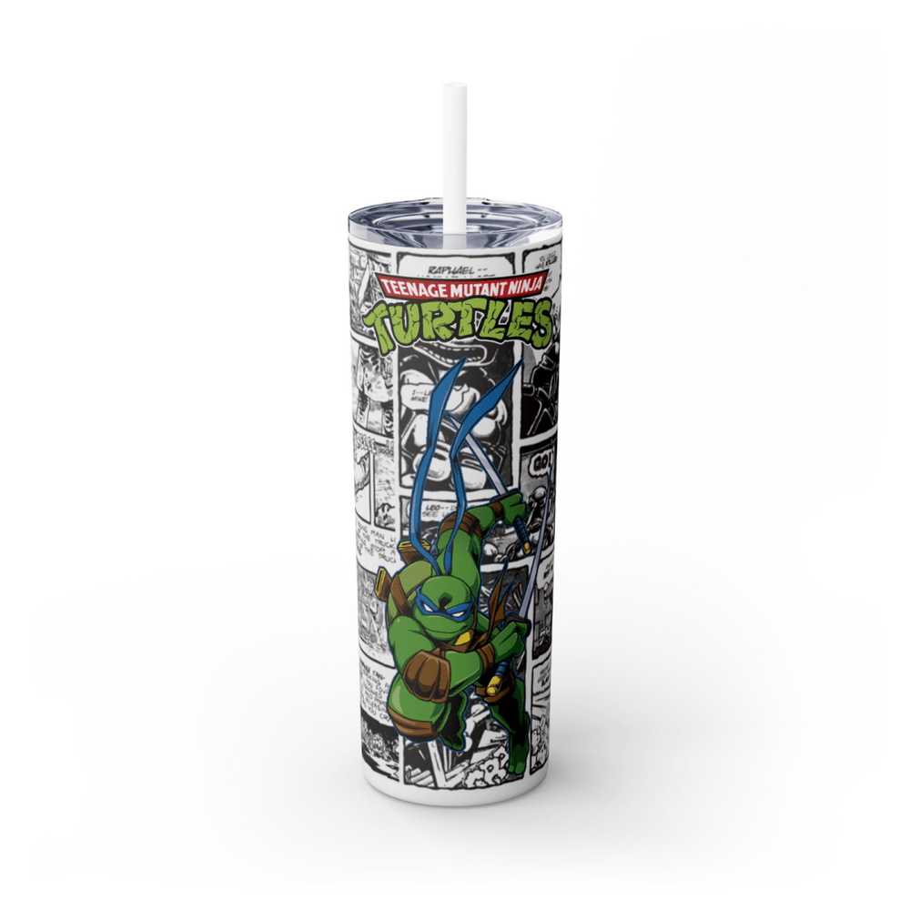 Retro TMNT Fan Gift – 20oz Stainless Steel Skinny Tumbler with Straw – UK Seller - East Coast Gifts