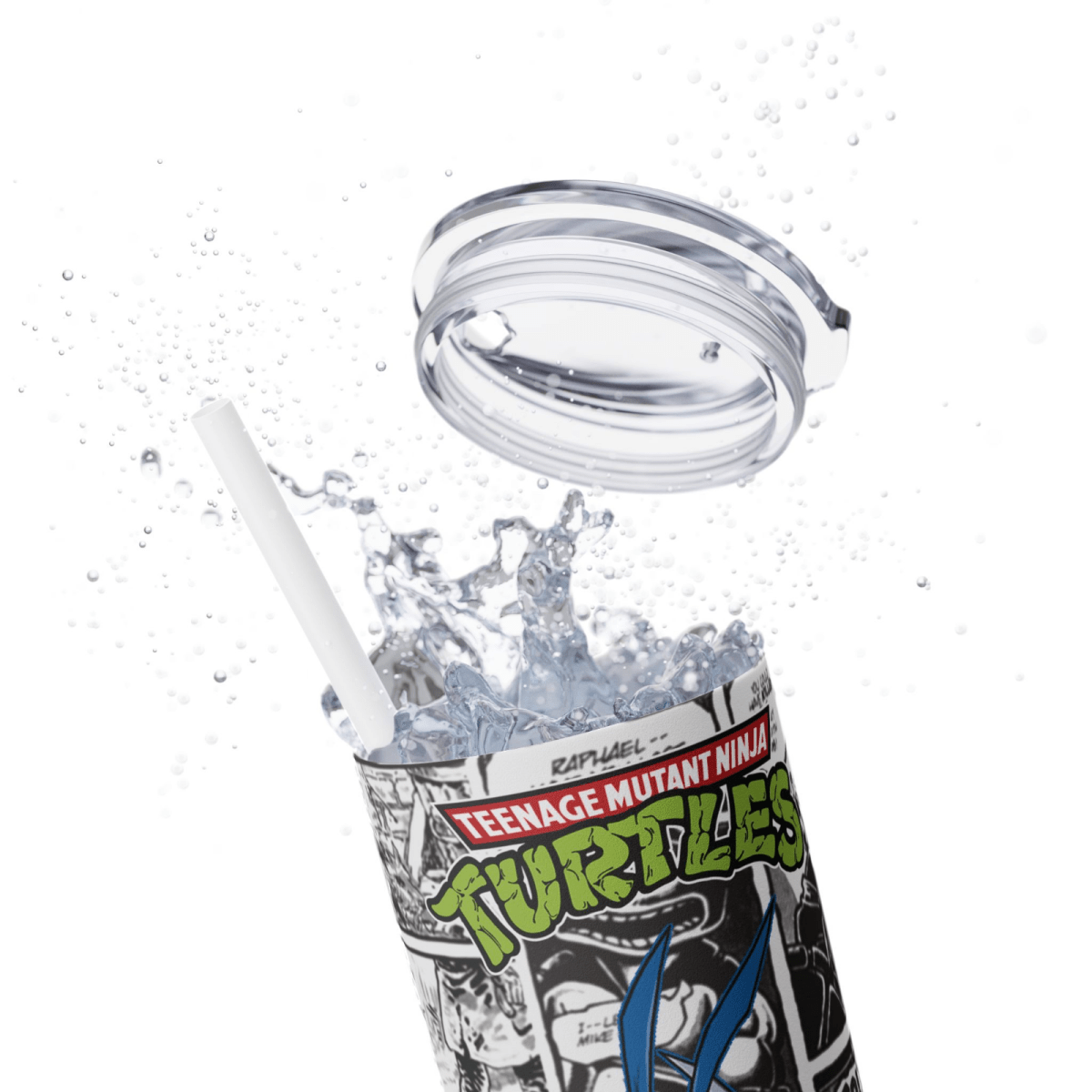 Retro TMNT Fan Gift – 20oz Stainless Steel Skinny Tumbler with Straw – UK Seller - East Coast Gifts