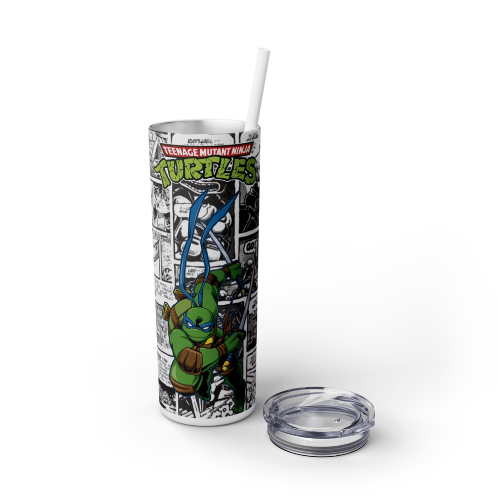 Retro TMNT Fan Gift – 20oz Stainless Steel Skinny Tumbler with Straw – UK Seller - East Coast Gifts