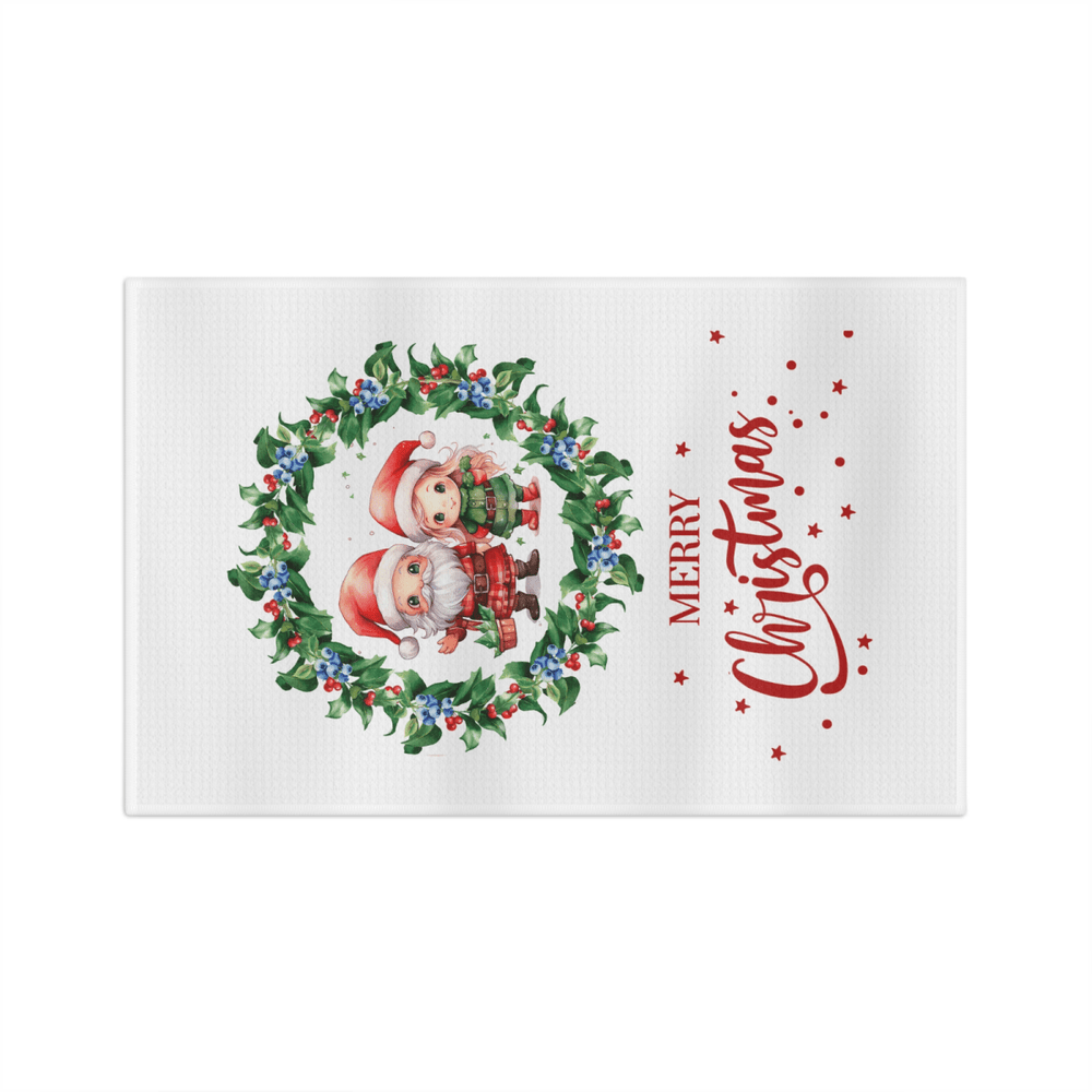 Santa & Sweetheart Christmas Towel – Festive Wreath Holiday Kitchen Decor - East Coast Gifts