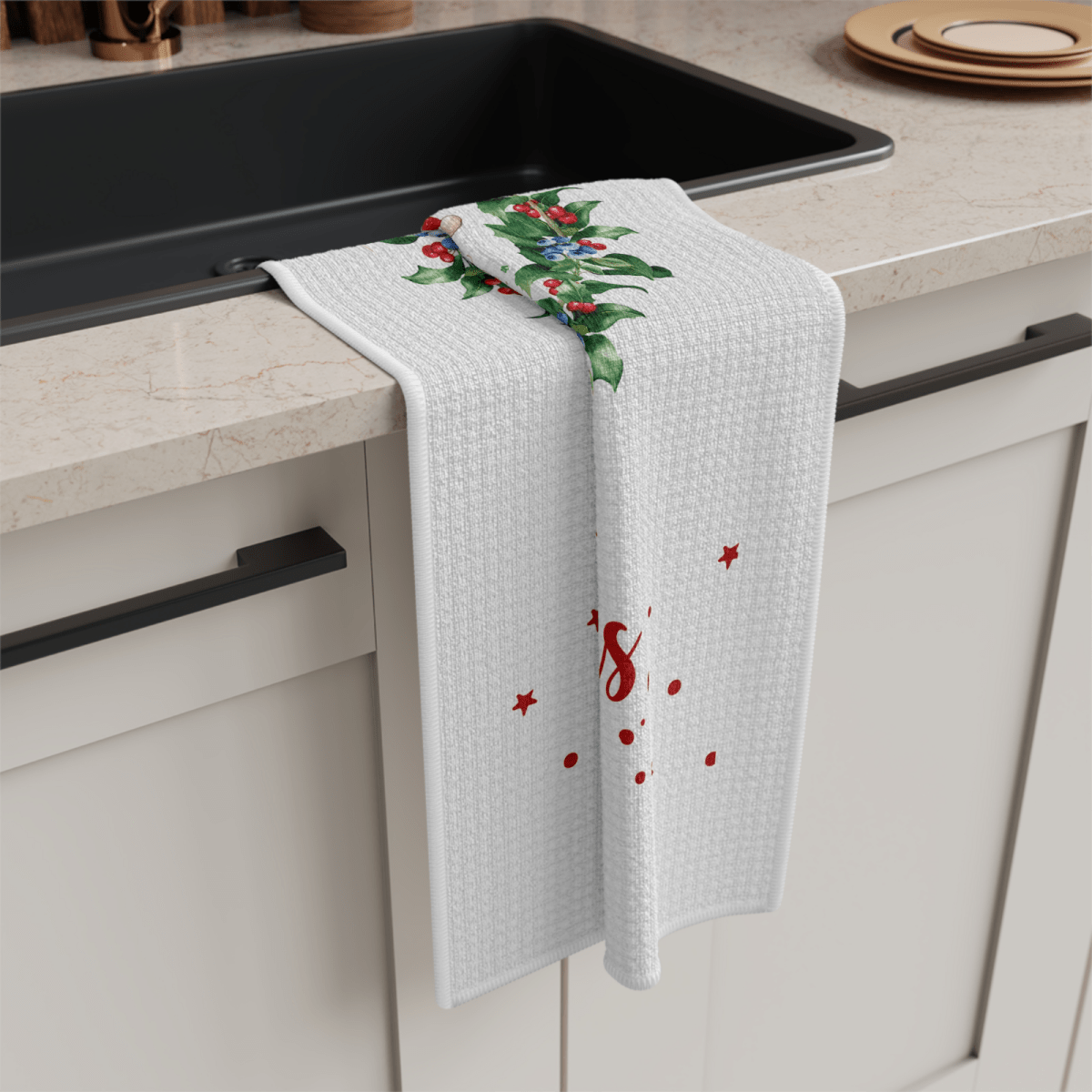 Santa & Sweetheart Christmas Towel – Festive Wreath Holiday Kitchen Decor - East Coast Gifts