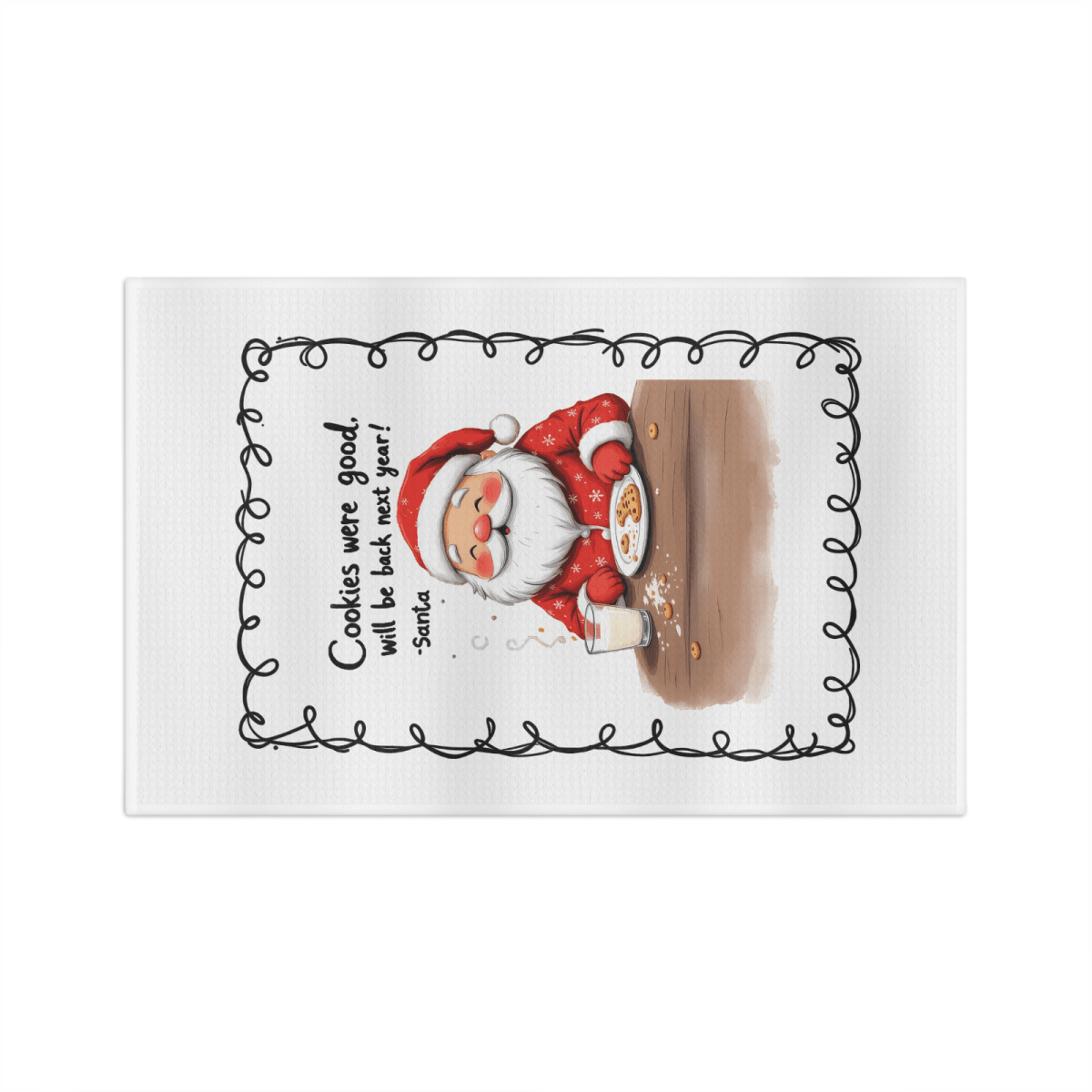 Santa’s Cookie Break Kitchen Towel – Funny Christmas Oven Decor - East Coast Gifts