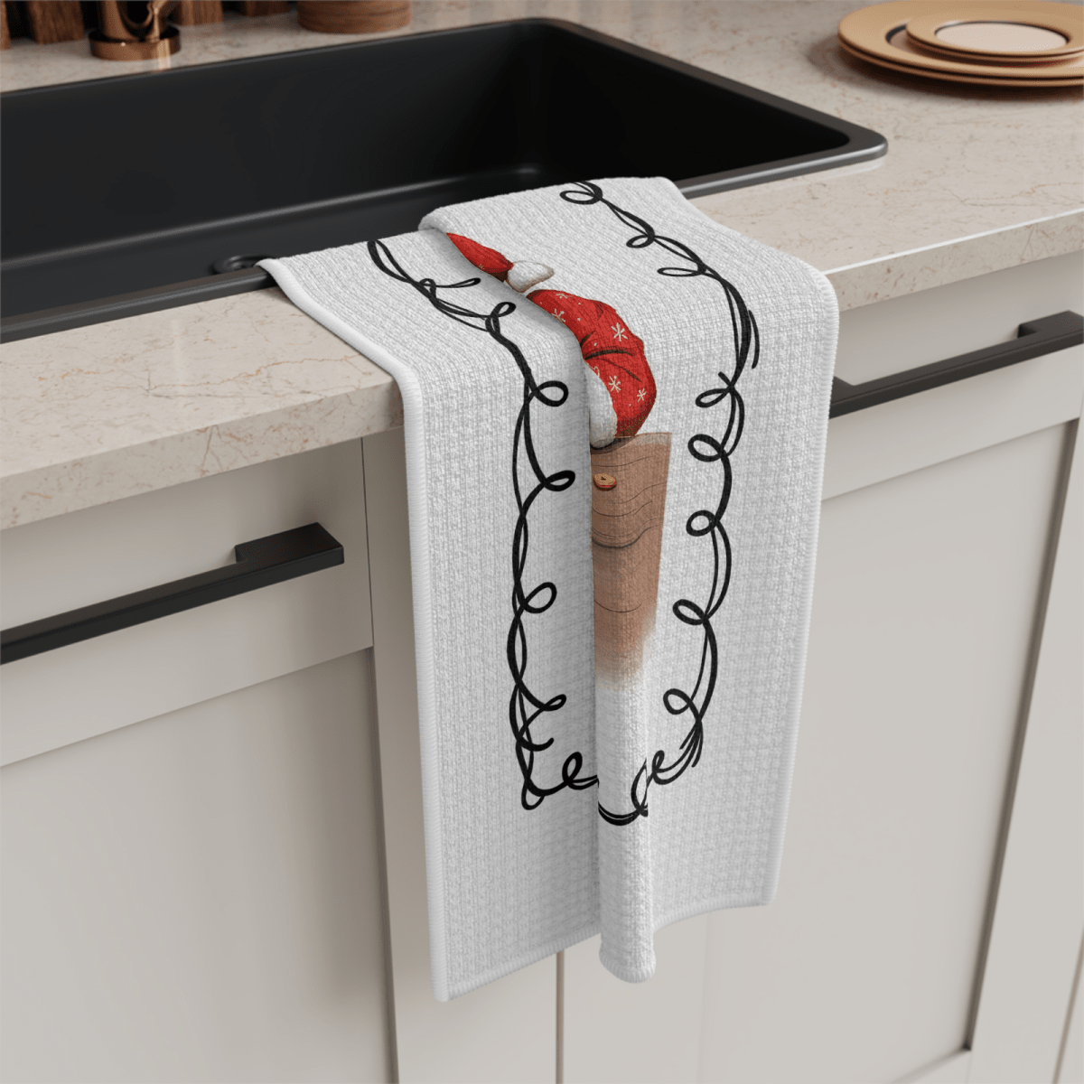 Santa’s Cookie Break Kitchen Towel – Funny Christmas Oven Decor - East Coast Gifts