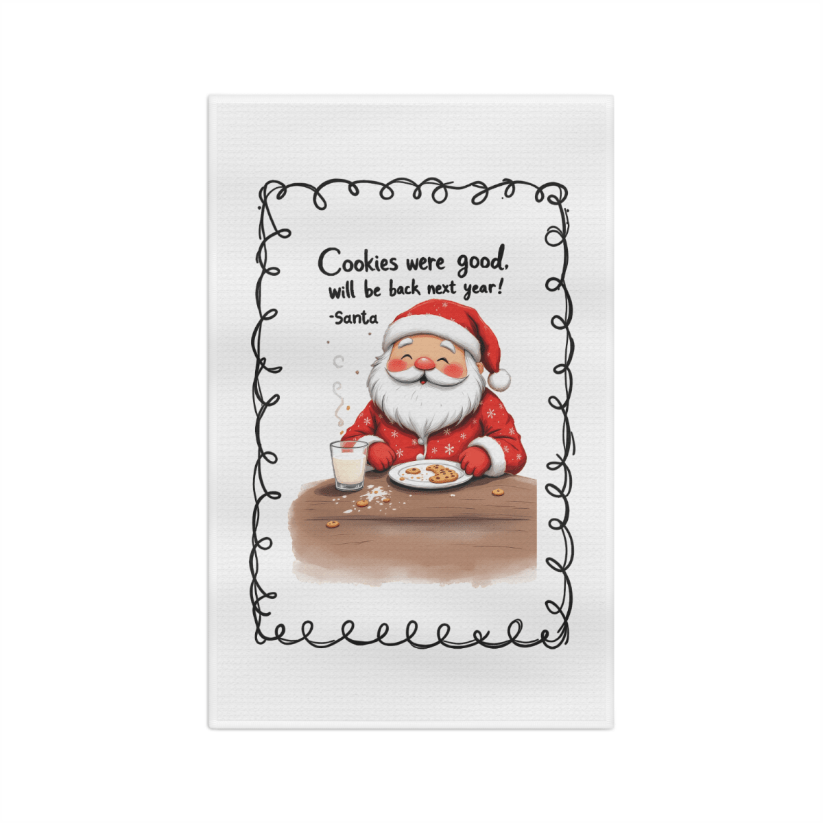 Santa’s Cookie Break Kitchen Towel – Funny Christmas Oven Decor - East Coast Gifts