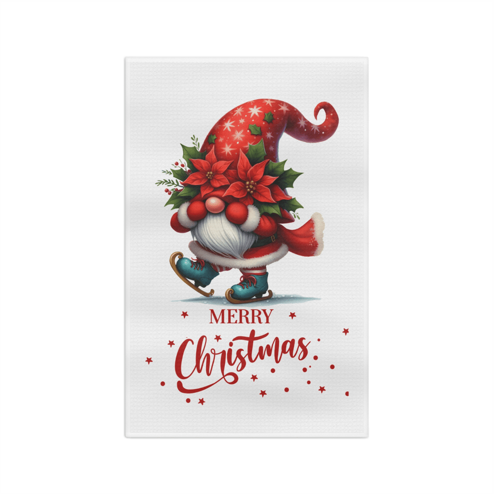 Skating Gnome Christmas Towel – Whimsical Holiday Kitchen Decor - East Coast Gifts