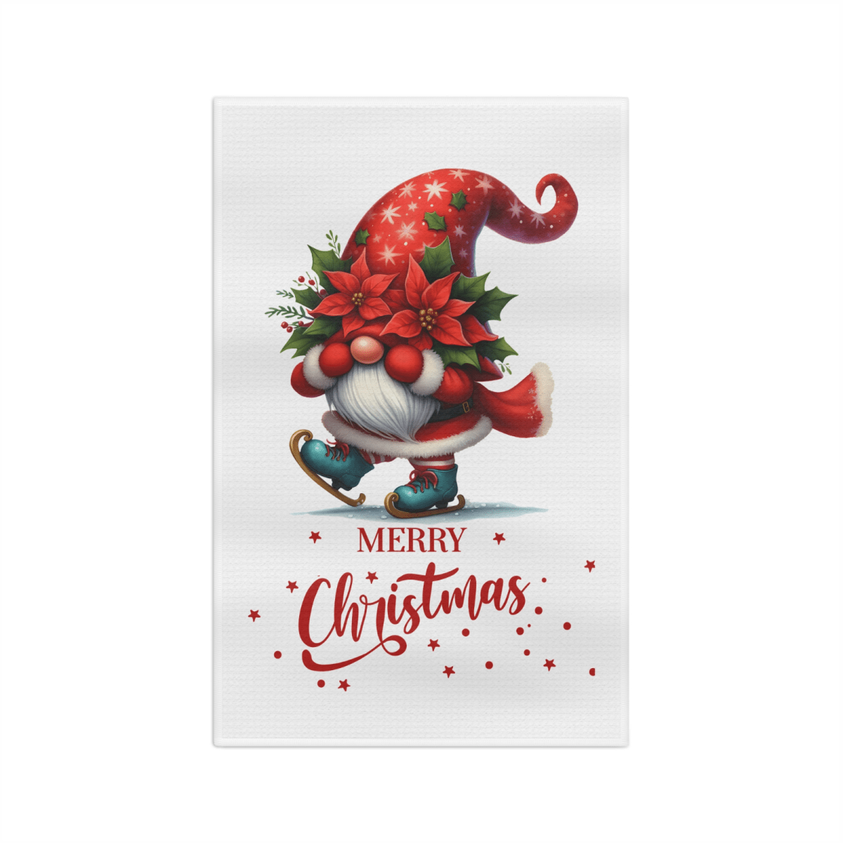 Skating Gnome Christmas Towel – Whimsical Holiday Kitchen Decor - East Coast Gifts