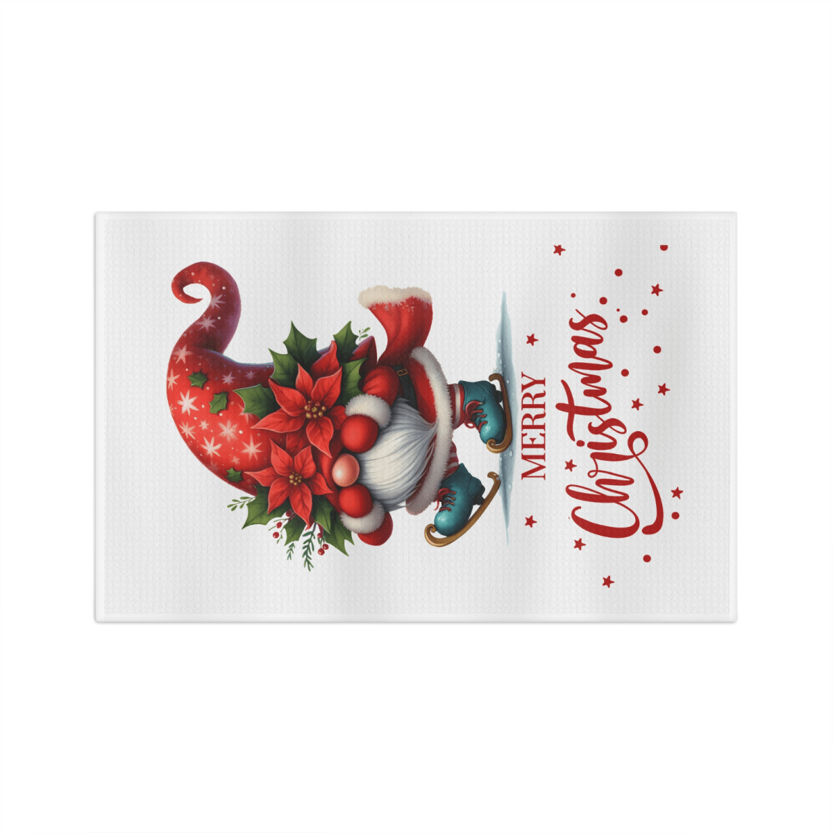 Skating Gnome Christmas Towel – Whimsical Holiday Kitchen Decor - East Coast Gifts