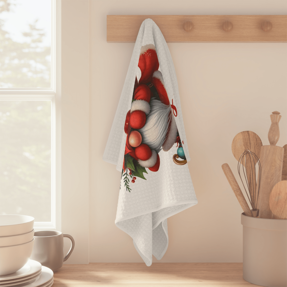 Skating Gnome Christmas Towel – Whimsical Holiday Kitchen Decor - East Coast Gifts