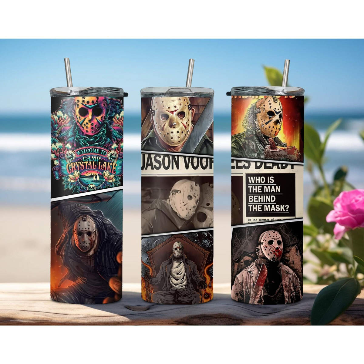Slasher Horror 20oz Tumbler Skinny Travel Coffee Mug with Straw - East Coast Gifts