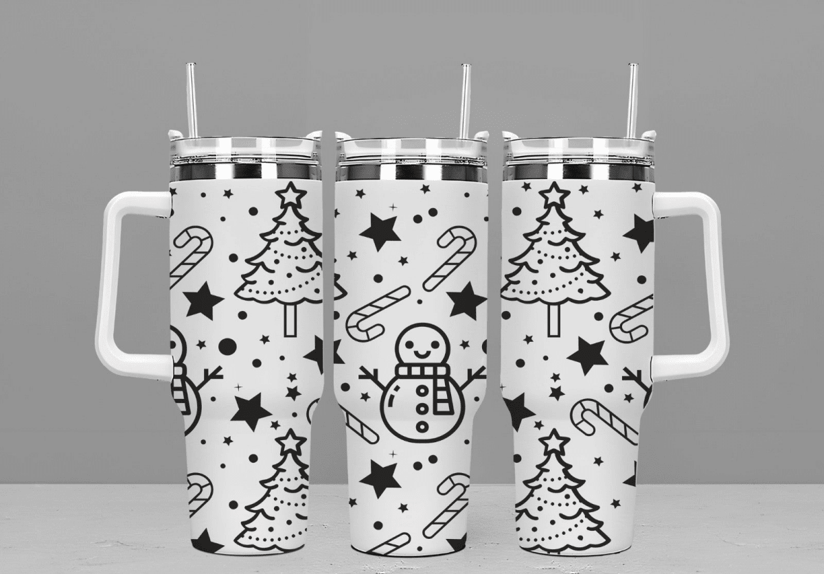 Snowman Tree & Candy Cane 40oz tumbler - East Coast Gifts