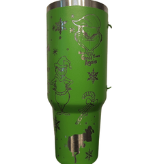 Stanley Inspired, Christmas Grinch 40oz Laser Engraved Insulated tumbler - East Coast Gifts