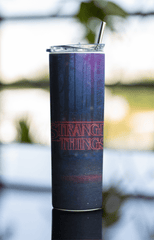 Stranger Things Forest Tumbler – 20oz Insulated Cup w/ Lid & Metal Straw - East Coast Gifts