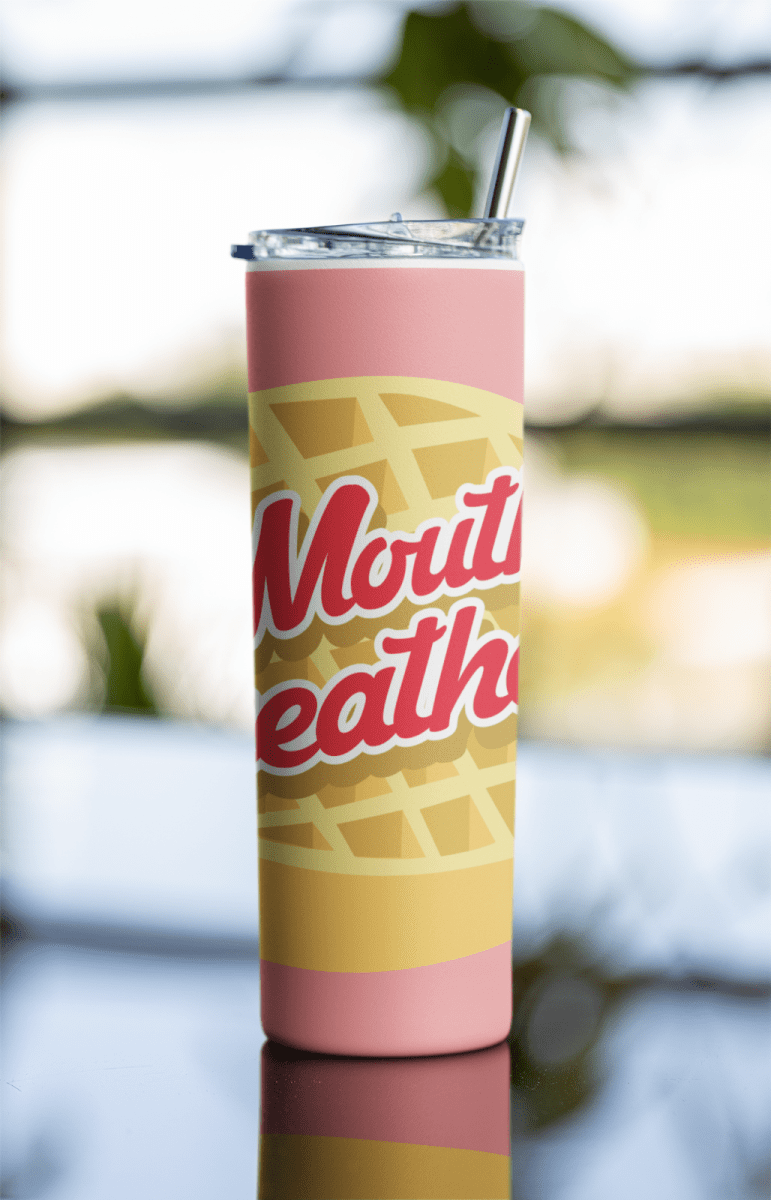 Stranger Things "Mouth Breather" Tumbler 20oz Pink Waffle Cup with Lid & Straw - East Coast Gifts