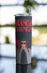 Stranger Things Steve Harrington Tumbler – 20oz Insulated Cup with Straw & Lid - East Coast Gifts
