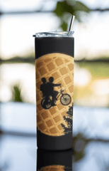 Stranger Things Waffle Tumbler Cup with Straw – Double Rider Bike Silhouette - East Coast Gifts