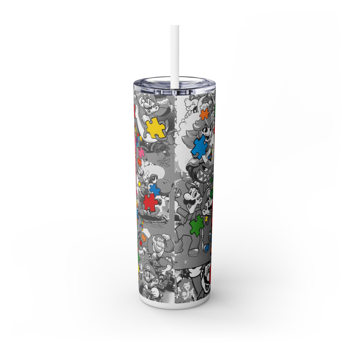 Super Mario 20oz Tumbler Skinny Travel Coffee Mug with Straw - East Coast Gifts
