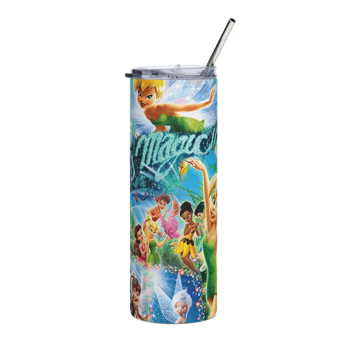 Tinker Bell 20oz Skinny Tumbler - Fairies Magic Cup for Girls & Fans Gift - East Coast Gifts