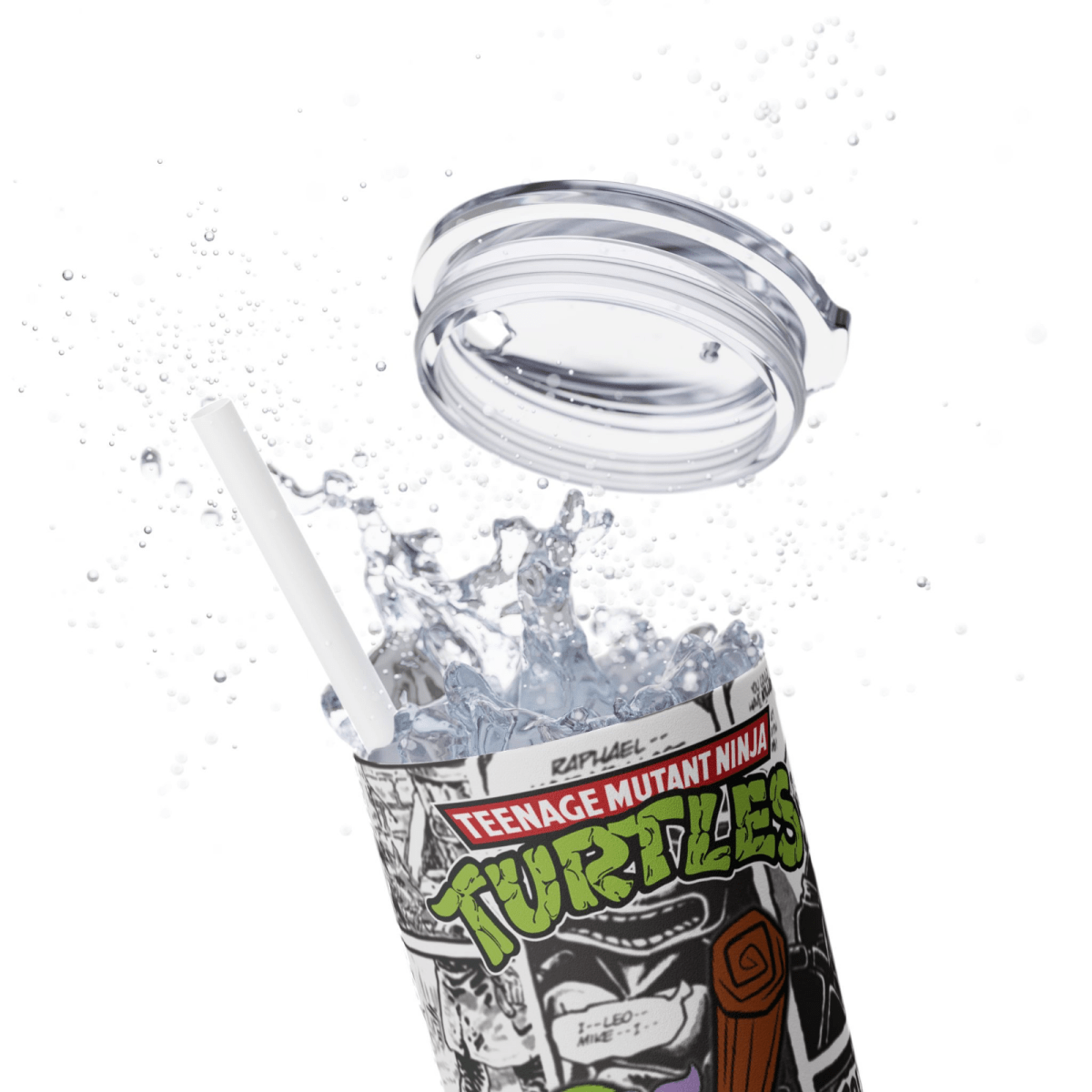 TMNT Donatello Tumbler – 20oz Comic Book Skinny Cup – Retro Ninja Fan Gift - East Coast Gifts