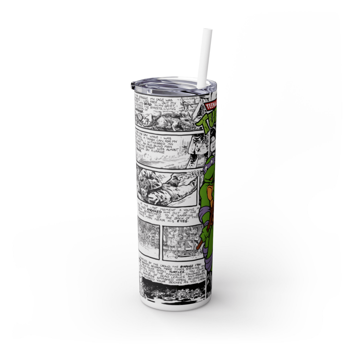 TMNT Donatello Tumbler – 20oz Comic Book Skinny Cup – Retro Ninja Fan Gift - East Coast Gifts