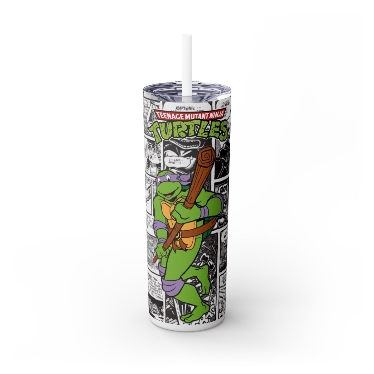 TMNT Donatello Tumbler – 20oz Comic Book Skinny Cup – Retro Ninja Fan Gift - East Coast Gifts